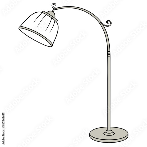 Modern Floor Lamp Standing Light Fixture Isolated Vector