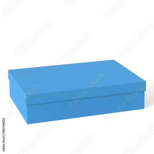 Blue rectangular cardboard box with a closed lid, realistic icon.