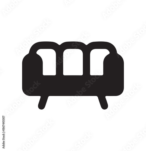 silhouette of clean vector of Minimalist Sofa Bench isolated on white background