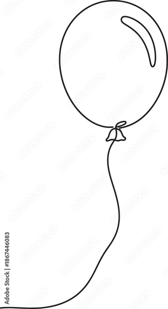 Obraz premium A simple line drawing of a balloon with a string