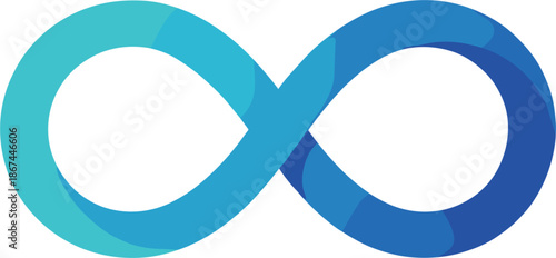 Vector illustration of a blue gradient infinity loop symbol representing eternity endlessness and seamless continuity on white background.