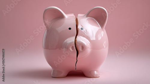 Budget failure broken piggy bank