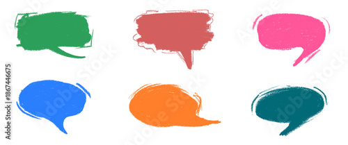Cartoon Comic Speech Bubble Crayon Chalk Drawing Vector Set