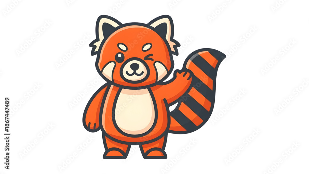 Fototapeta premium Cute red panda character with playful expression