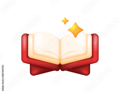 3D style illustration of a Quran with a book stand. Symbol, icon, decoration, ornament, design element for Ramadan, Eid al-Fitr, Eid al-Adha. White background