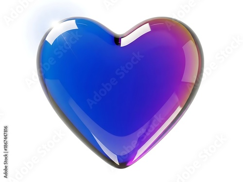 Glossy Blue Purple Heart Isolated on White Background