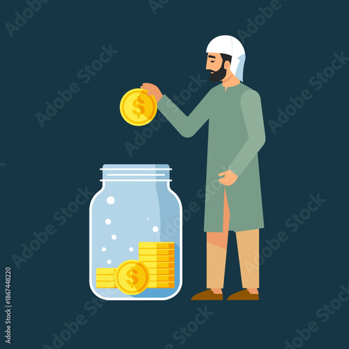 Personal savings and financial planning illustration showing smart money management and future security