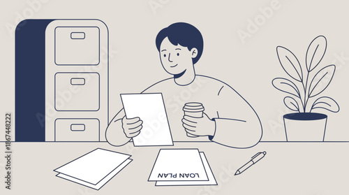Financial loan planning illustration showing responsible borrowing and smart personal finance management