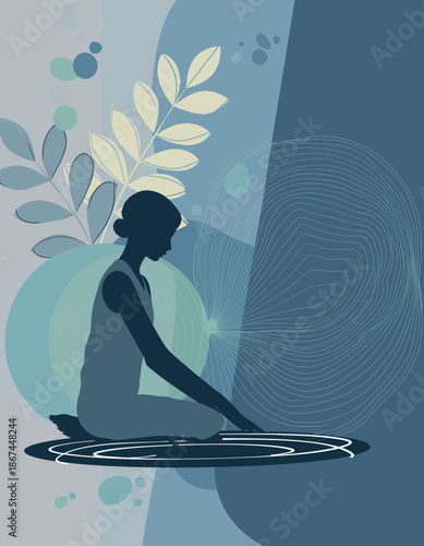 Mental wellness illustration representing calm emotional balance and stress free lifestyle concept