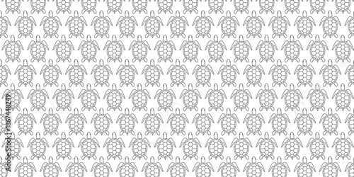 Seamless hand-drawn turtle doodle pattern in playful style, ideal for backgrounds, wallpaper, packaging, branding, stationery, and nursery designs.