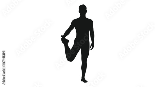Silhouette of a man stretching his leg preparing for physical activity