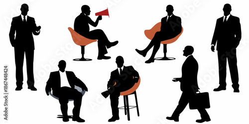 Business professionals in silhouette communication meetings and modern workplace interactions