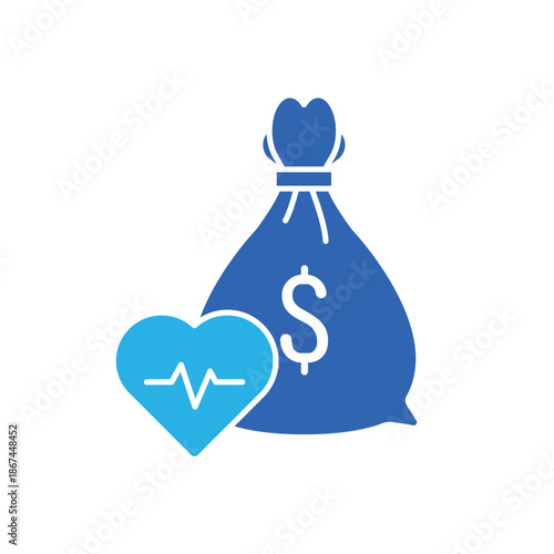 Icon a Health Expense Money Bag, isolated against a clean background.