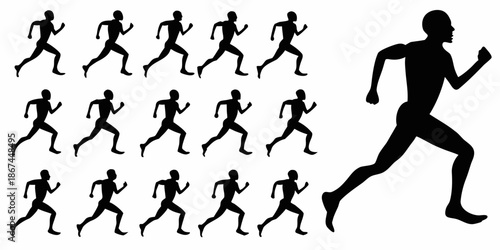 Silhouettes of a running man depicting movement and athletic progression