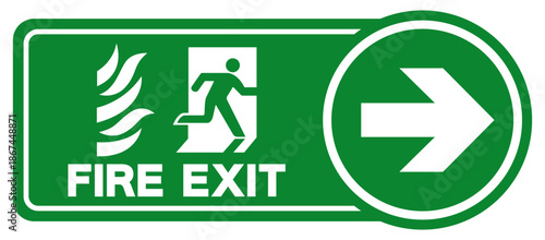 Fire Exit Arrow Right Symbol Sign, Vector Illustration, Isolate On White Background Label. EPS10