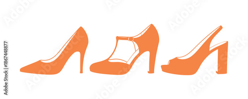 Genuine Colored Classic Retro Women's Footwear in Vintage Fashion Style, Stylish High Heels

