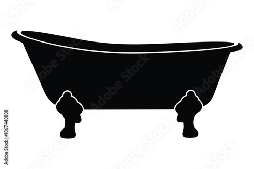 Classic elegant clawfoot soaking tub for bathroom furnishing vector illustration graphic image