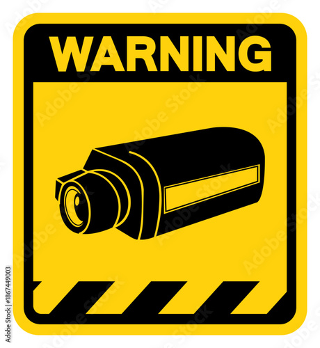CCTV Security Camera Warning Sign, Vector Illustration, Isolate On White Background Label. EPS10