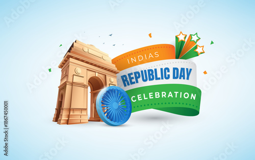 Happy Indian Republic Day Celebration Background Design Template Illustration