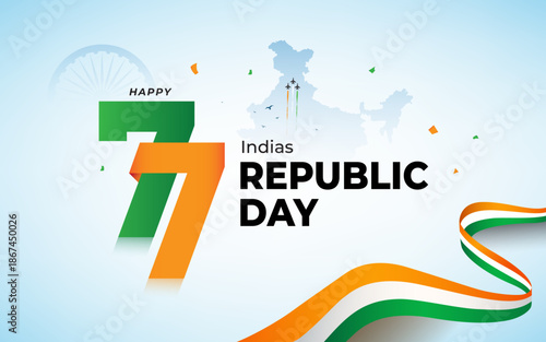 77th Year Indian Republic Day Celebration Background Design Template Illustration