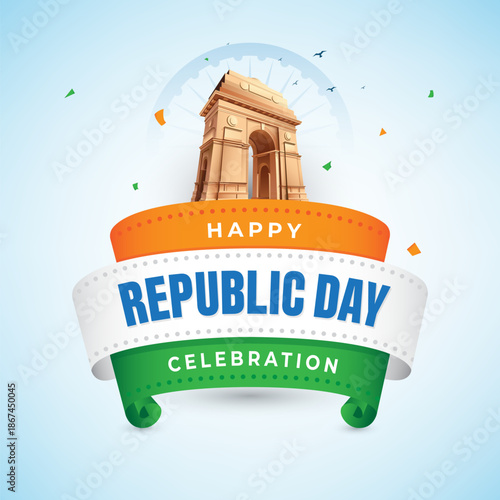 Happy Indian Republic Day Celebration Background Design Template Illustration