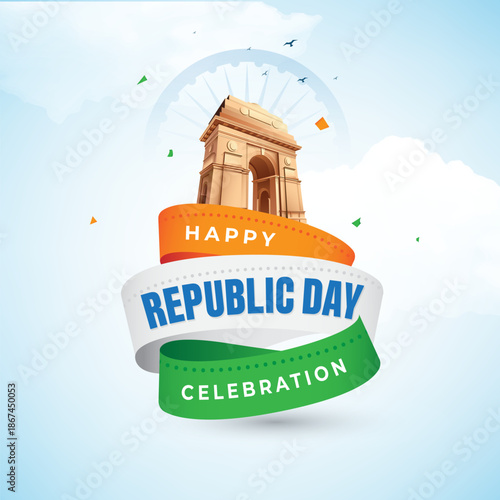 Happy Indian Republic Day Celebration Background Design Template Illustration