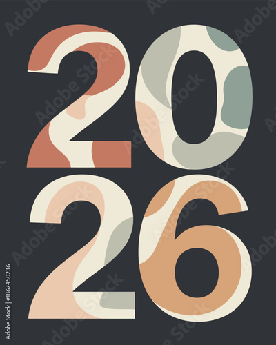 Colorful 2026 Text on Black Background numbers