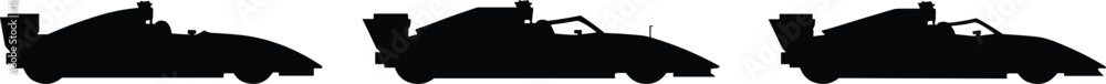 Fototapeta premium Silhouette of racing car, Formula 1 automobile vector, motorsport vehicle illustration, speed competition concept, fast car design, sports racing graphic
