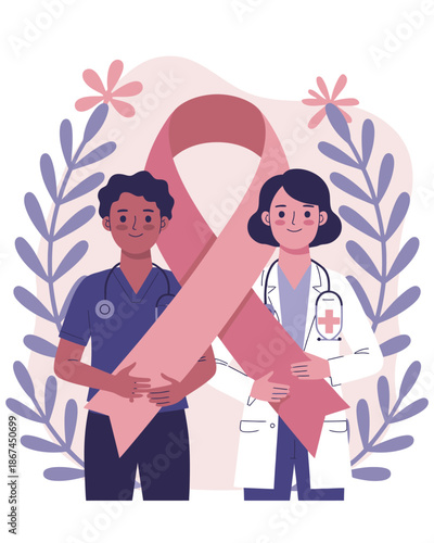 Two Medical Professionals Holding a Large Red Heart Symbol