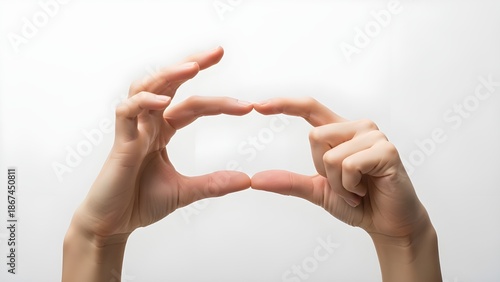 A person's hands making a small circular gesture to indicate size or measurement, emphasizing precision and detail