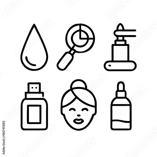 Cosmetic icons depicting skincare and beauty treatments