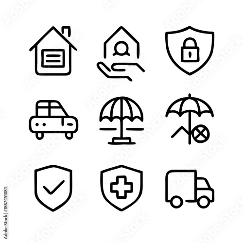 Collection of insurance and protection icons
