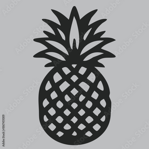 Pineapple Black and White Vector