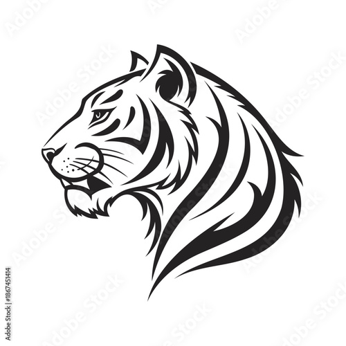 Tiger head vector illustration with wild feline face
