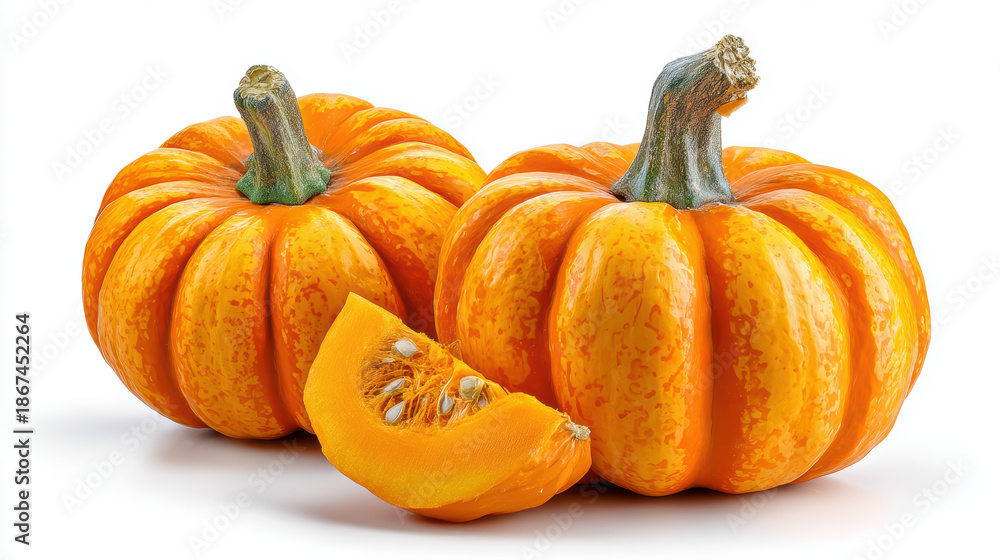 Fototapeta premium fresh pumpkin isolated on white background for halloween and cooking