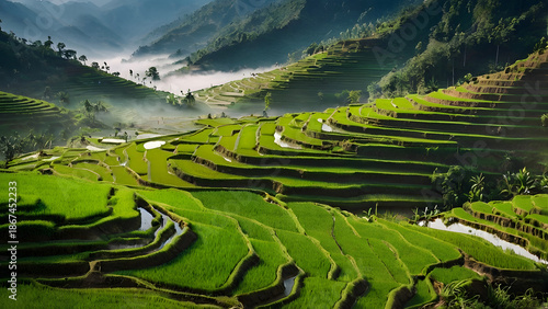 The atmosphere of beautifully arranged green 