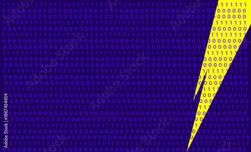 Lightning Bolt with Binary Code, Digital Power Symbol