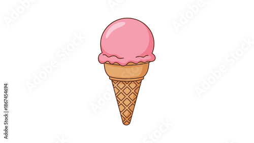 Delicious pink ice cream cone treat