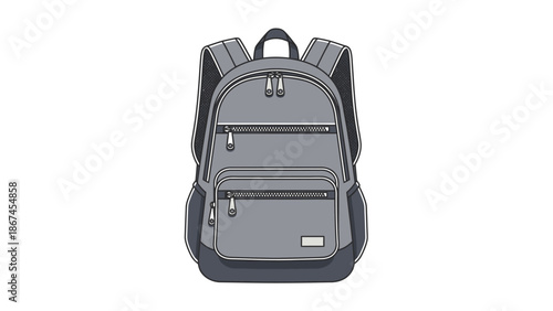 Modern gray backpack with multiple zippers and pockets for organization
