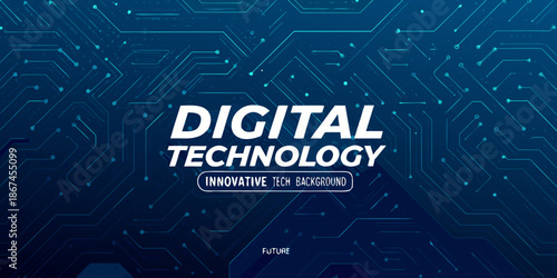 Abstract digital technology background with interconnected circuit lines and futuristic design
