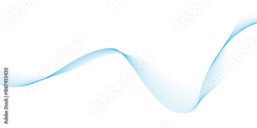 This smooth curve creates a transparent motion, abstract modern background with blue wavy lines and particles, dynamic flowing blue wave lines design element.