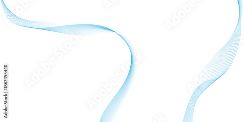 This smooth curve creates a transparent motion, abstract modern background with blue wavy lines and particles, dynamic flowing blue wave lines design element.