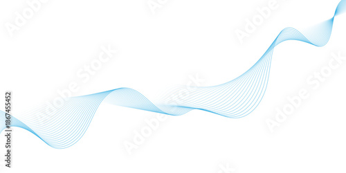 This smooth curve creates a transparent motion, abstract modern background with blue wavy lines and particles, dynamic flowing blue wave lines design element.