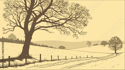 “Winter Solstice Sunrise Over Snow-Covered Field with Soft Golden Light”