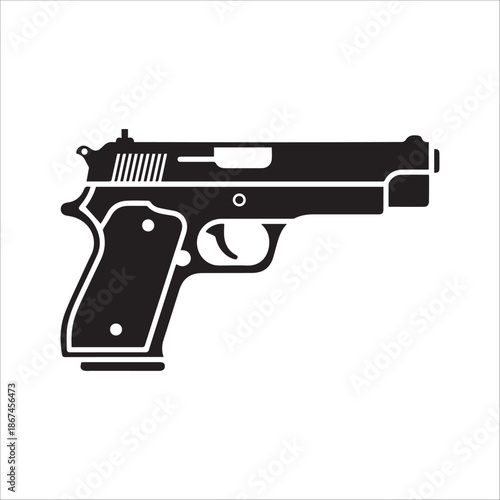 Vector handgun or pistol icon in flat style
