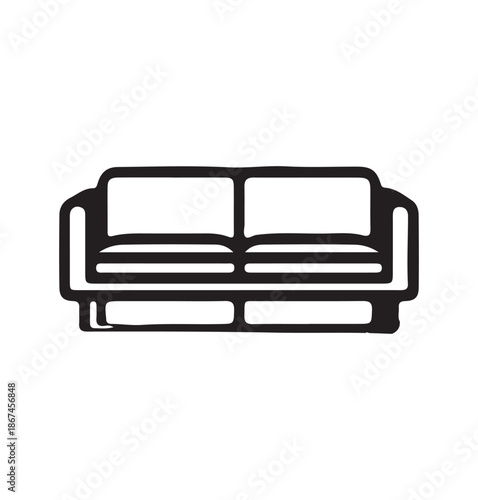 silhouette of clean vector of Linear Modern Sofa
 isolated on white background
