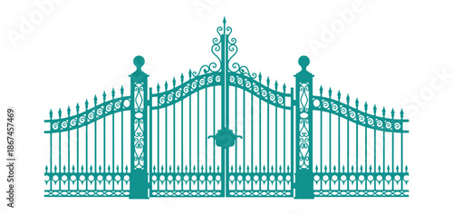 A colorful vector of a gate fence isolated.

