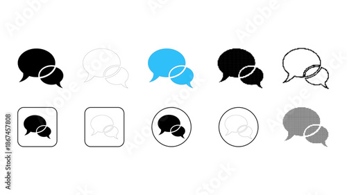 Set of chat bubbles icons for messaging and communication apps in various styles