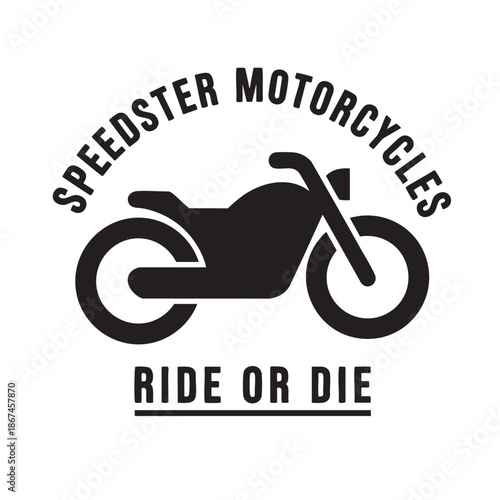 Vintage motorcycle logo with ride or die slogan isolated design