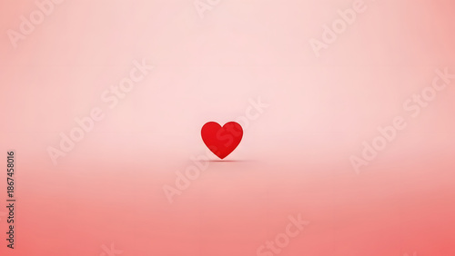 Wallpaper Mural Red Heart on Gradient Pink Background Torontodigital.ca